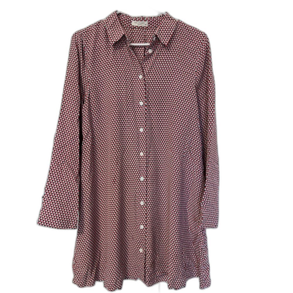 Equipment Femme geometric honeycomb silk button down shirt dress size small